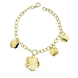Pulsera oro 18k flores caladas 18cm. [AB2278]