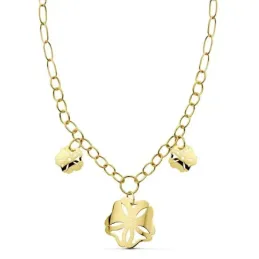 Colgante gargantilla oro 18k flores caladas 42cm. [AB2279]