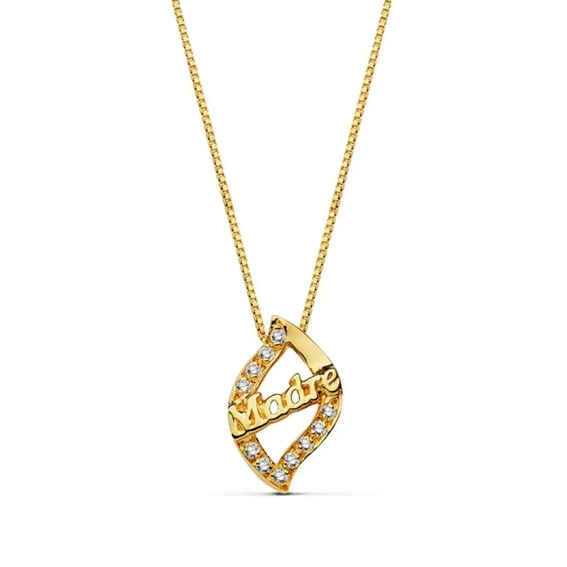 Colgante oro 18k MADRE circonitas cadena 44cm. [AB2307]