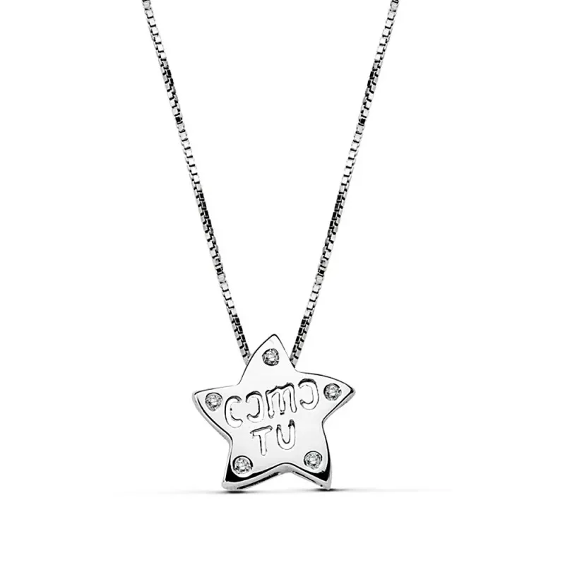 Colgante oro blanco 18k estrella COMO TU cadena 44cm.  [AB2308]