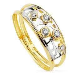 Sortija oro 18k bicolor 3mm. hilos circonitas [AB2319]