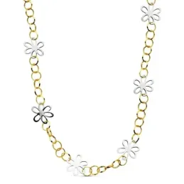 Gargantilla oro 18k bicolor 48cm. flores lisas [AB2336]