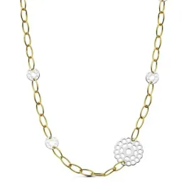 Gargantilla oro 18k bicolor motivos calados 42cm. [AB2338]