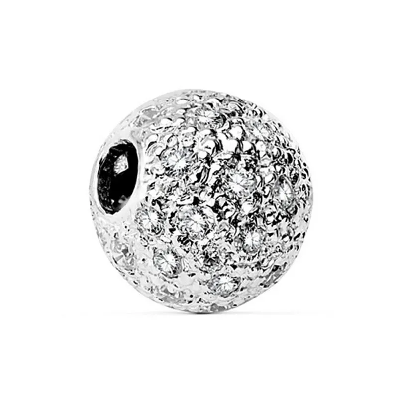 Colgante oro blanco 18k bola 11mm. multipiedra [AB2340]