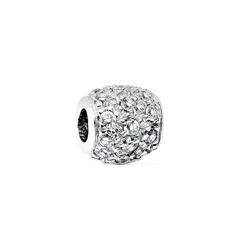 Colgante oro blanco 18k bola 8mm. multipiedra [AB2341]