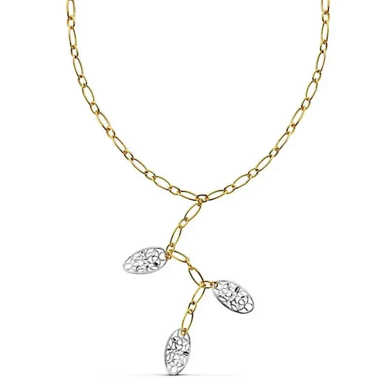 Gargantilla oro 18k bicolor hueca 42cm. [AB2359]