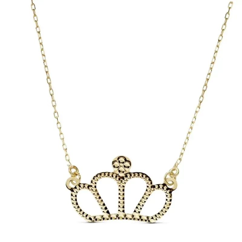 Colgante gargantilla oro 18k corona 12x8mm. cadena 45cm. [AB2365]