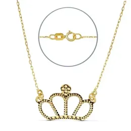 Colgante gargantilla oro 18k corona 12x8mm. cadena 45cm. [AB2365]