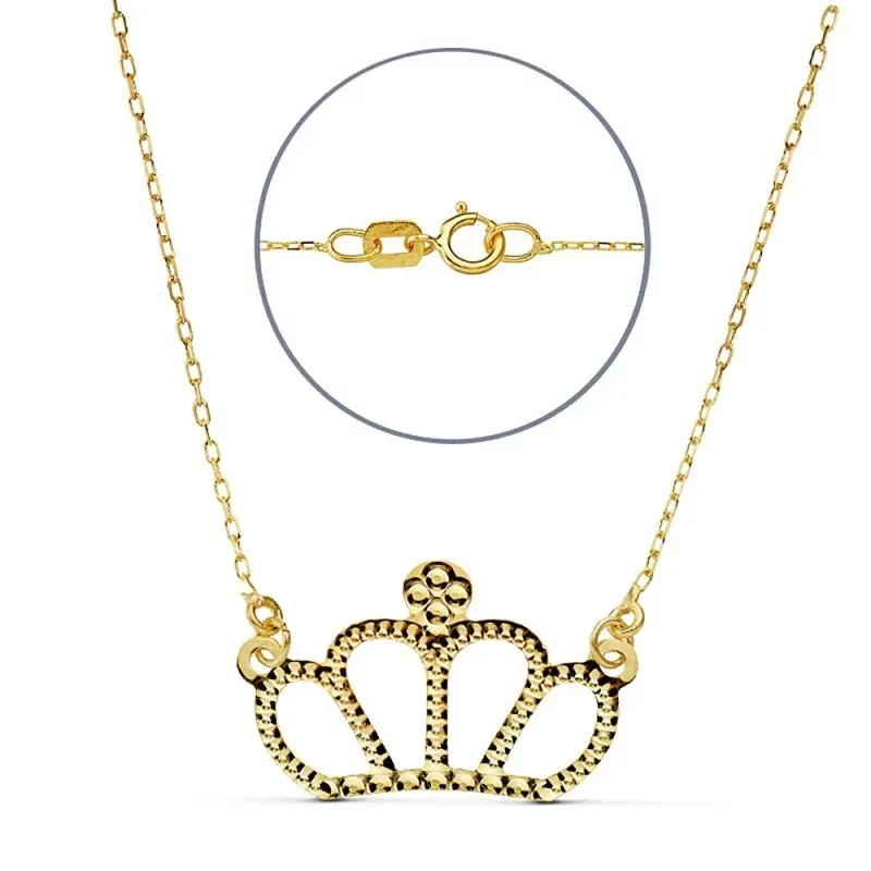 Colgante gargantilla oro 18k corona 12x8mm. cadena 45cm. [AB2365]