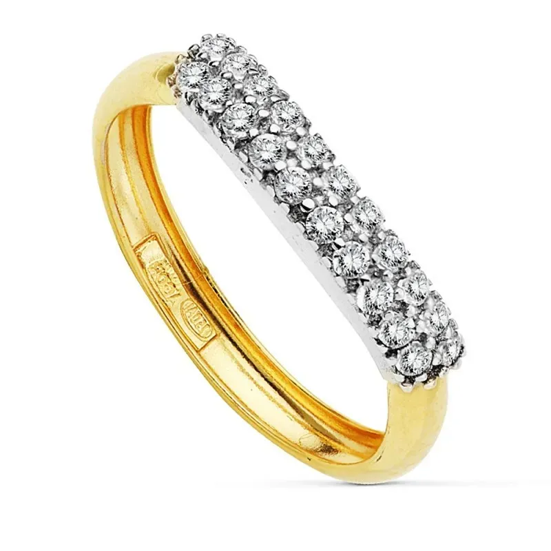Sortija oro 18k bicolor filas circonitas [AB2402]