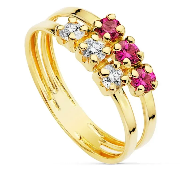 Sortija oro 18k circonitas piedras rojas [AB2414]