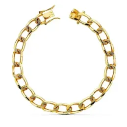 Pulsera oro 18k bicolor barbada maciza 22cm. 8mm. [AB2433]