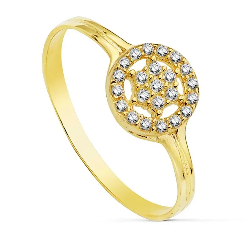 Sortija oro 18k primera comunión 8mm. circonitas [AB2435]
