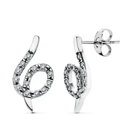 Pendientes oro blanco 18k circonitas 20x10mm. [AB2442]