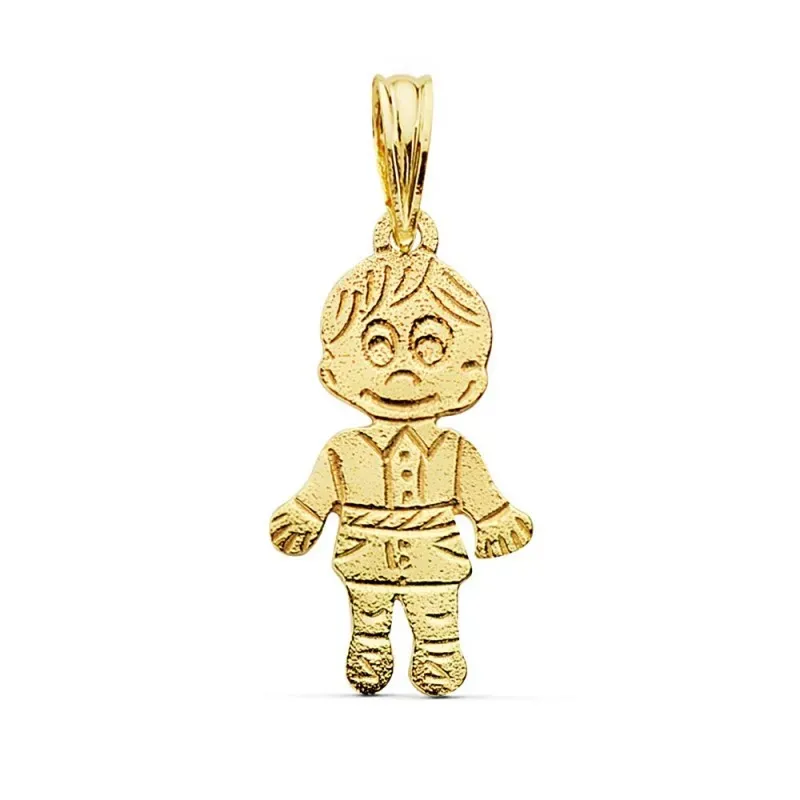 Colgante oro 18k niño tallado 17x11mm.  [AB2454]
