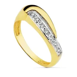 Sortija oro 18k bicolor banda circonitas [AB2456]