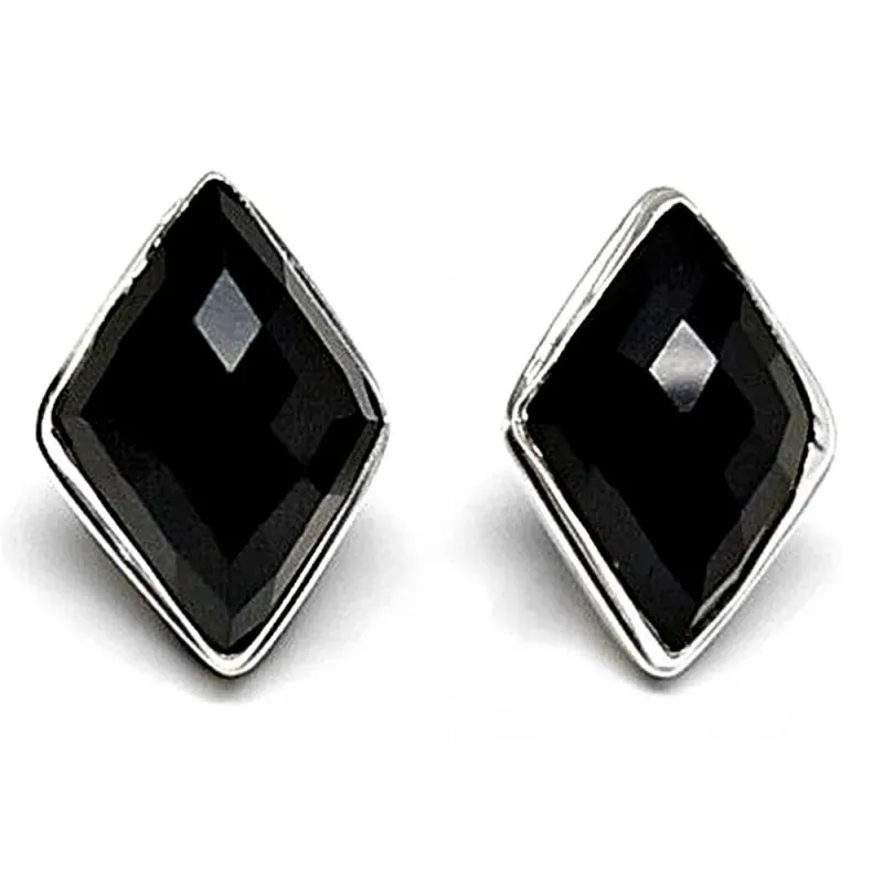 Pendientes plata ley 925m triangular piedra ónix [AB2524]