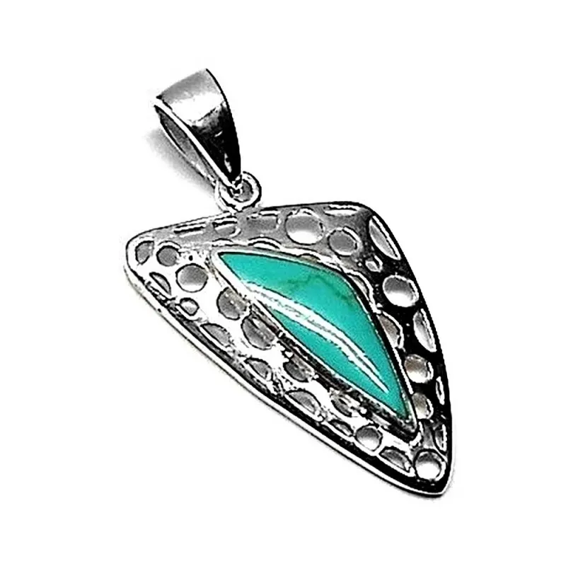 Colgante plata ley 925m triangular calado nácar turquesa [AB2566]