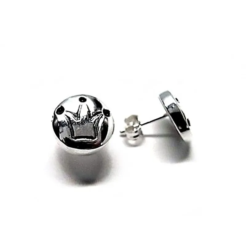 Pendientes plata ley 925m redondos corona oxidada [AB2589]