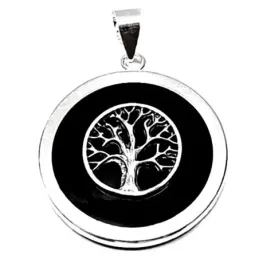 Colgante plata ley 925m árbol vida acetato negro cerco [AB2608]