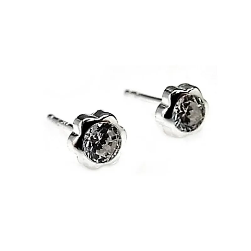 Pendientes plata ley 925m chatón 4mm. flor [AB2663]