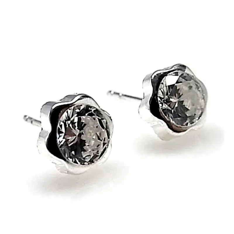Pendientes plata ley 925m chatón 6mm. flor [AB2665]