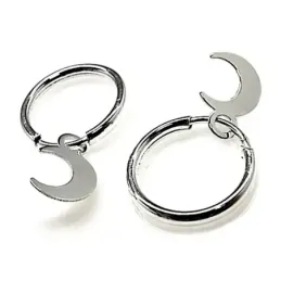 Pendientes plata ley 925m aro motivo luna [AB2673]
