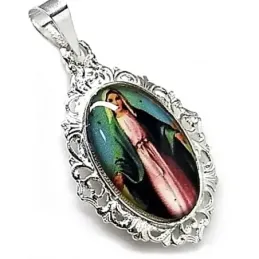 Colgante plata ley 925m imagen color Virgen Milagrosa [AB2689]
