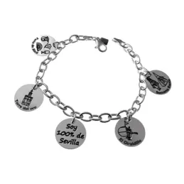 Pulsera plata ley 925m 19cm. discos 15mm. motivos Sevilla [AB2693]