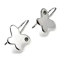 Pendientes plata ley 925m mariposa 8mm. piedra blanca [AB2710]