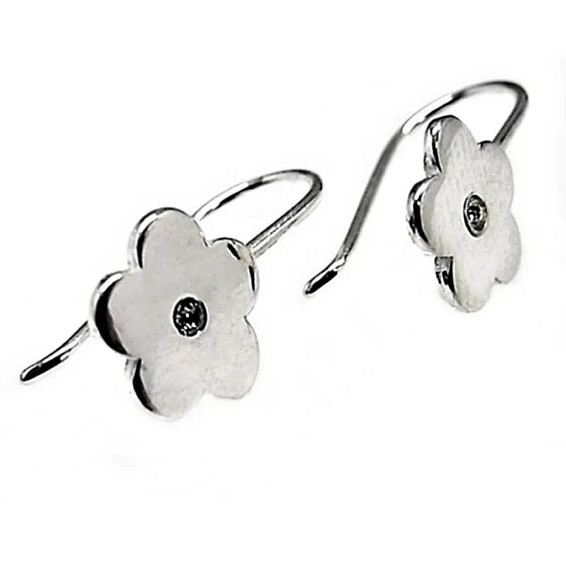 Pendientes plata ley 925m flor 8mm. piedra blanca [AB2711]