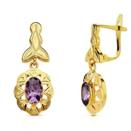 Pendientes oro 18k cubanas ovalados 23mm. [AB2849]