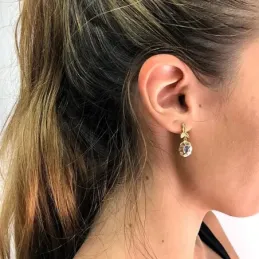 Pendientes oro 18k cubanas ovalados 23mm. [AB2849]