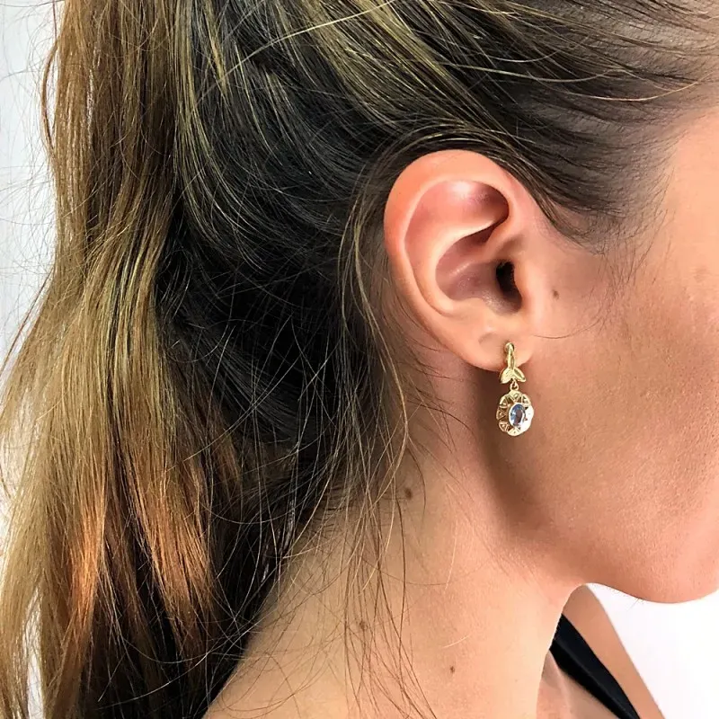 Pendientes oro 18k cubanas ovalados 23mm. [AB2849]