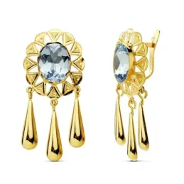 Pendientes oro 18k cubanas ovalados 10mm. [AB2851]