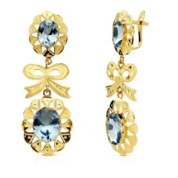 Pendientes oro 18k cubanas aguamarina 43mm. [AB2862]