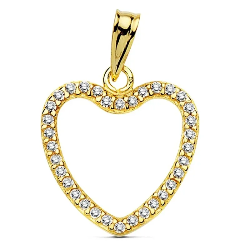 Colgante oro 18k corazón circonitas 16mm. [AB2876]