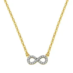 Colgante oro 18k cadena símbolo infinito circonitas 45cm. [AB2882]