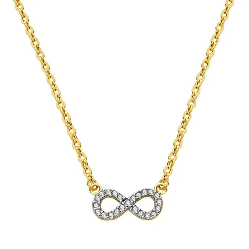 Colgante oro 18k cadena símbolo infinito circonitas 45cm. [AB2882]