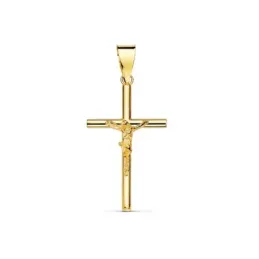 Cruz oro 18k cristo palo liso 21mm. [AB2886]