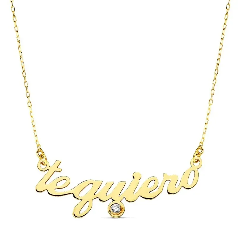 Gargantilla oro 18k te quiero circonita 45cm. [AB2911]