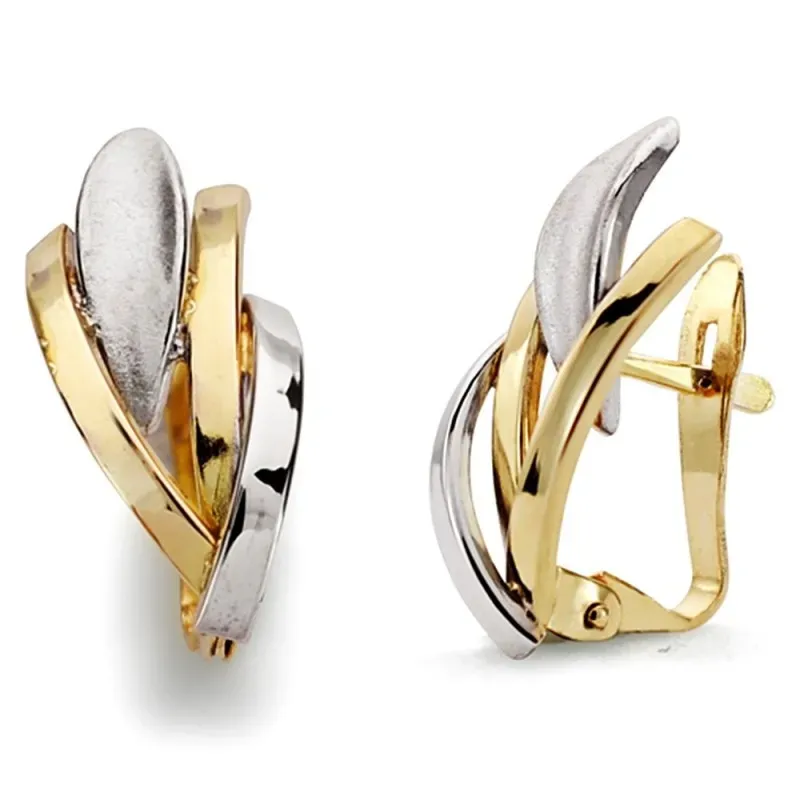 Pendientes oro 18k bicolor bandas 16mm. [AB2933]
