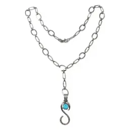 Gargantilla oro blanco 18k turquesa multipiedra 44cm. [AB3001]