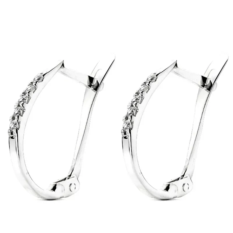 Pendientes oro blanco 18k multipiedra 17mm. [AB3019]