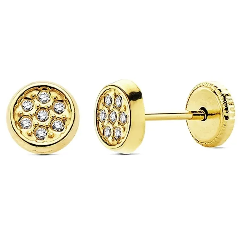 Pendientes oro 18k circonitas 5,5mm. [AB3021]