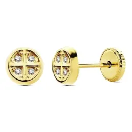 Pendientes oro 18k circonitas 5,5mm. [AB3023]