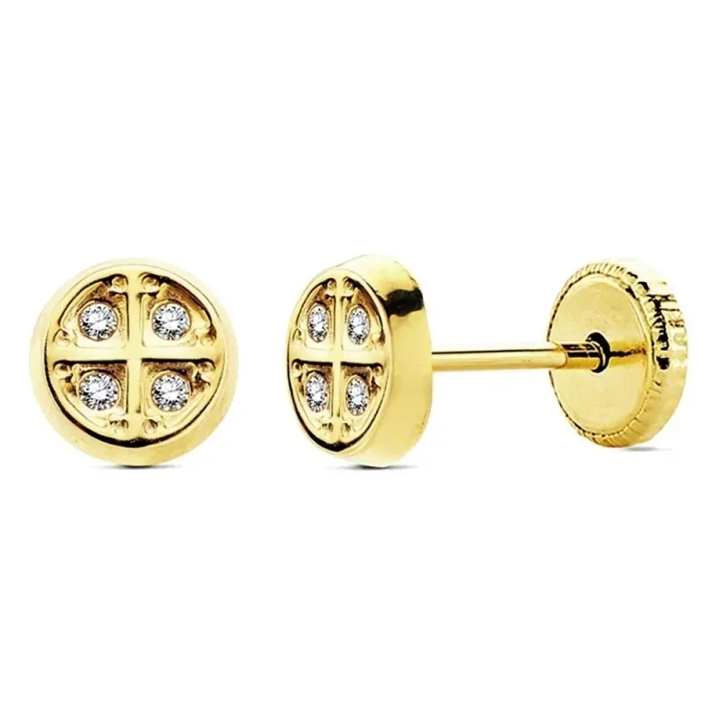 Pendientes oro 18k circonitas 5,5mm. [AB3023]