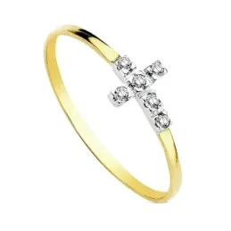 Sortija oro 18k cruz bicolor circonitas [AB3087]
