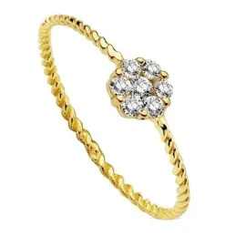 Sortija oro 18k multipiedra aro rizado [AB3092]