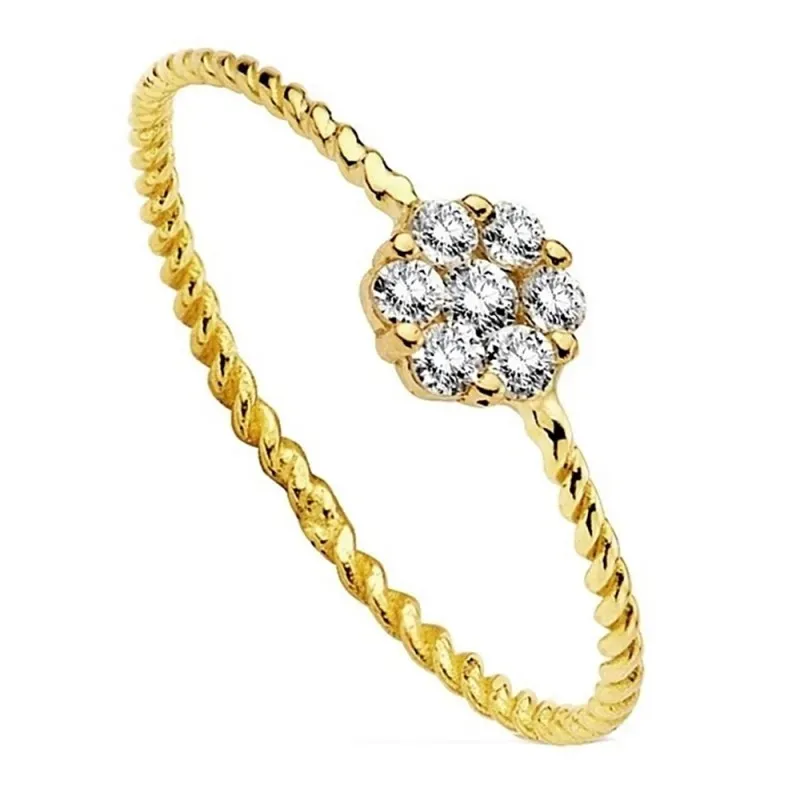 Sortija oro 18k multipiedra aro rizado [AB3092]
